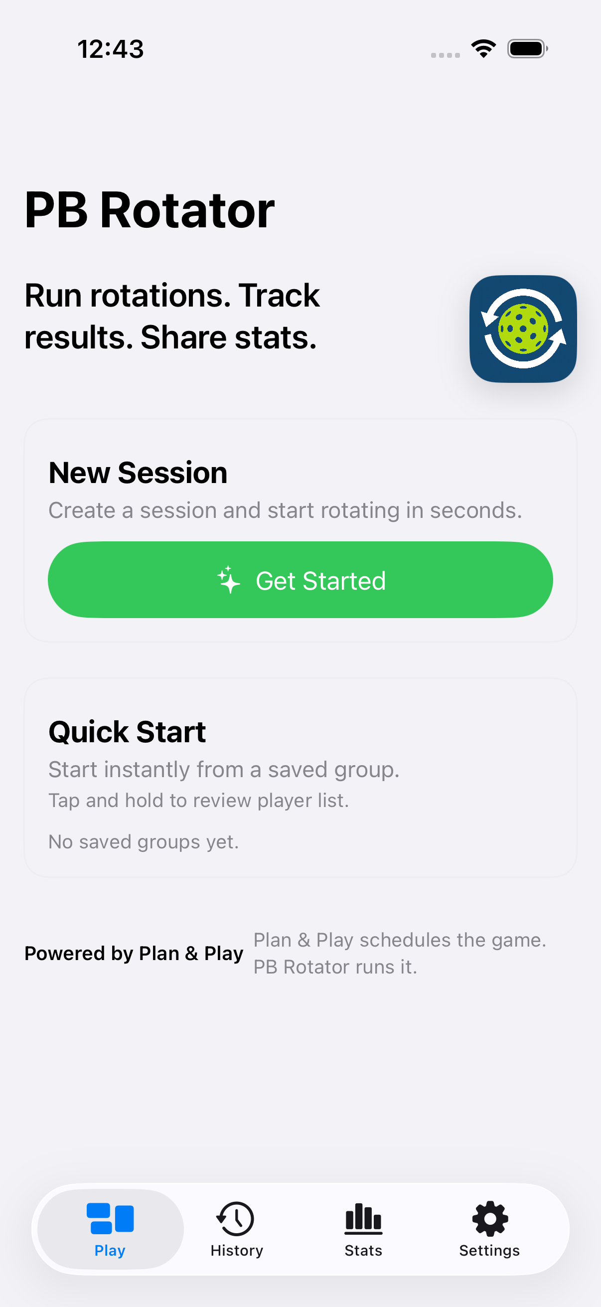 Start a session in seconds