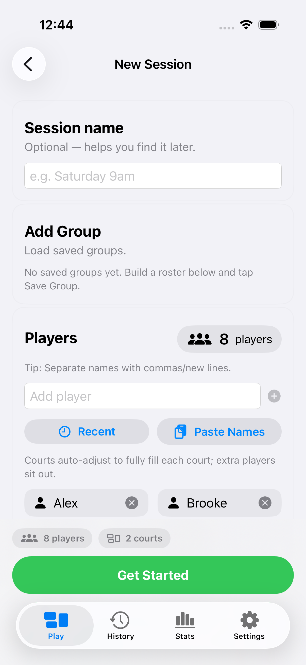 Clear court assignments